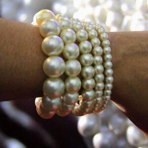 Classic Cream Pearl Stretch Bracelet Set - Multi-Strand